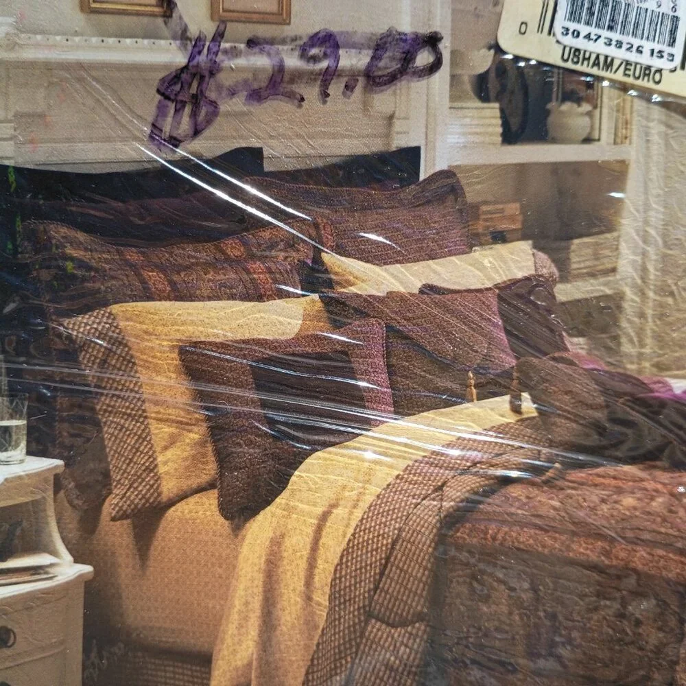 Vintage Pair of WAMSUTTA Euro Shams Hermitage Brown Maroon European Pillow NWT